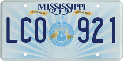 MS license plate LCO921