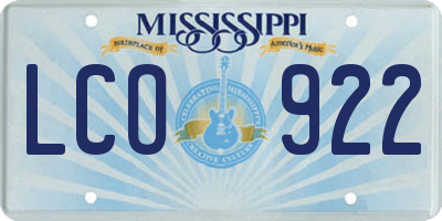 MS license plate LCO922