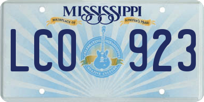 MS license plate LCO923