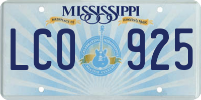 MS license plate LCO925