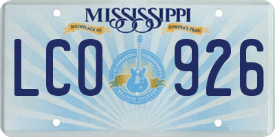 MS license plate LCO926