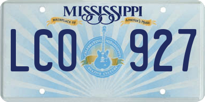 MS license plate LCO927
