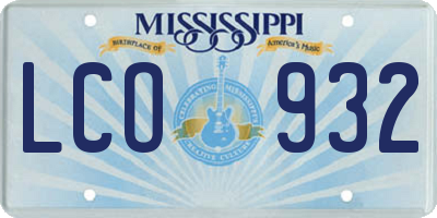 MS license plate LCO932