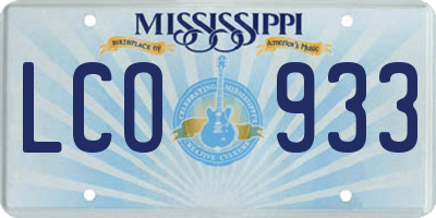 MS license plate LCO933