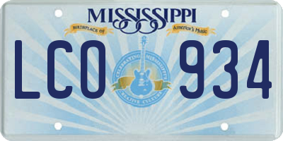 MS license plate LCO934