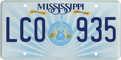 MS license plate LCO935