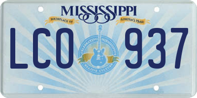MS license plate LCO937