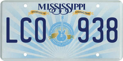 MS license plate LCO938