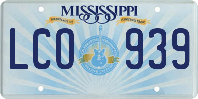 MS license plate LCO939