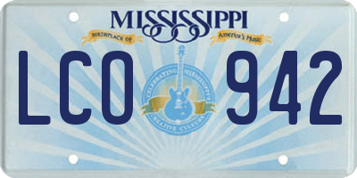 MS license plate LCO942