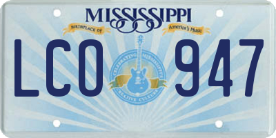 MS license plate LCO947