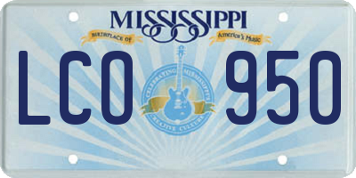 MS license plate LCO950