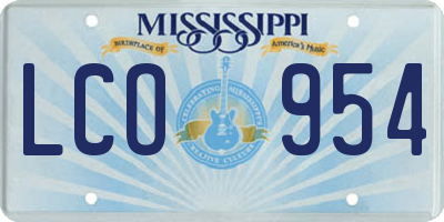 MS license plate LCO954