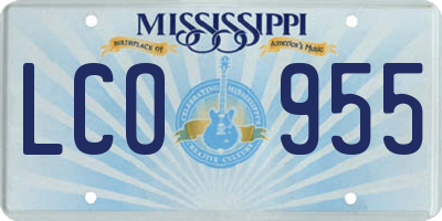 MS license plate LCO955