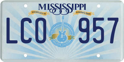 MS license plate LCO957