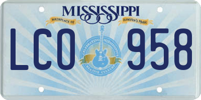 MS license plate LCO958