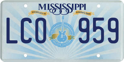MS license plate LCO959