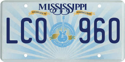 MS license plate LCO960