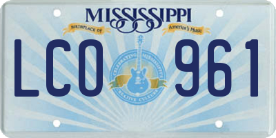 MS license plate LCO961