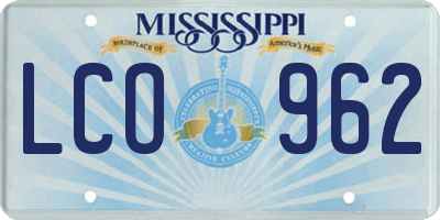 MS license plate LCO962