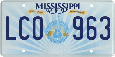 MS license plate LCO963