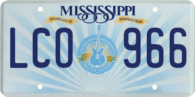 MS license plate LCO966