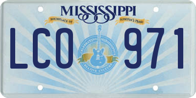 MS license plate LCO971