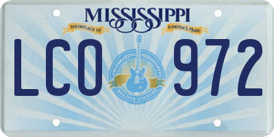 MS license plate LCO972