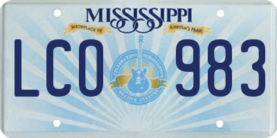 MS license plate LCO983