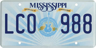 MS license plate LCO988