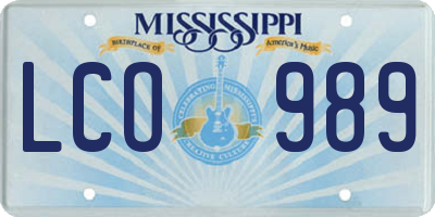 MS license plate LCO989