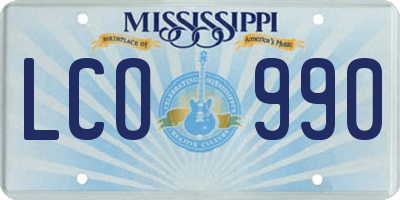 MS license plate LCO990