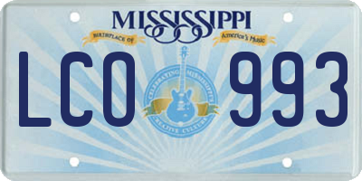 MS license plate LCO993
