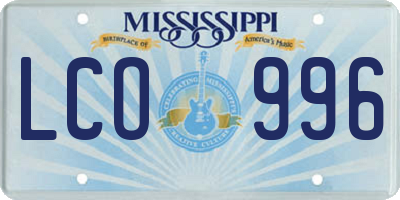 MS license plate LCO996