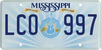 MS license plate LCO997