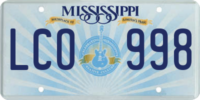 MS license plate LCO998