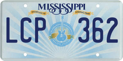 MS license plate LCP362