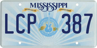 MS license plate LCP387