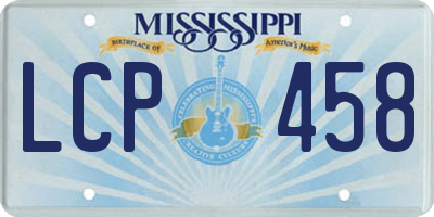 MS license plate LCP458