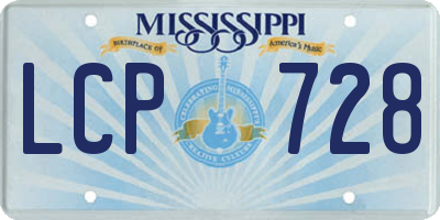 MS license plate LCP728