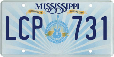 MS license plate LCP731