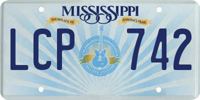 MS license plate LCP742