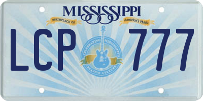 MS license plate LCP777