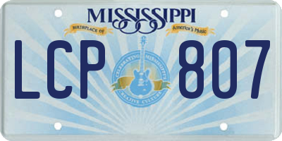 MS license plate LCP807