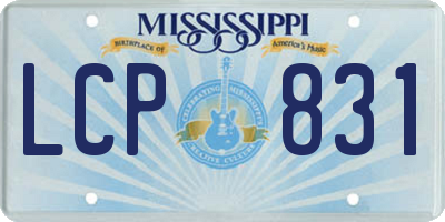 MS license plate LCP831