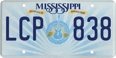 MS license plate LCP838