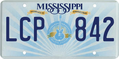 MS license plate LCP842
