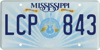 MS license plate LCP843