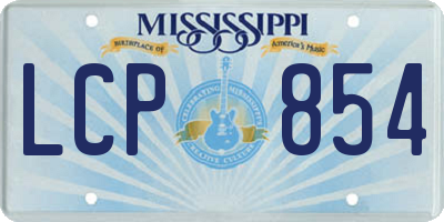 MS license plate LCP854