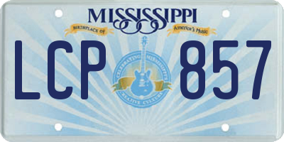 MS license plate LCP857